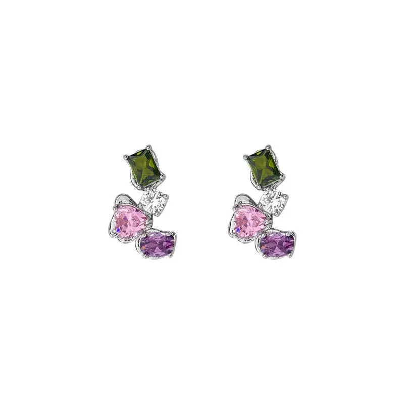 Geometric Crystal Temperament Ear Studs Rhinestone Barbie Earrings