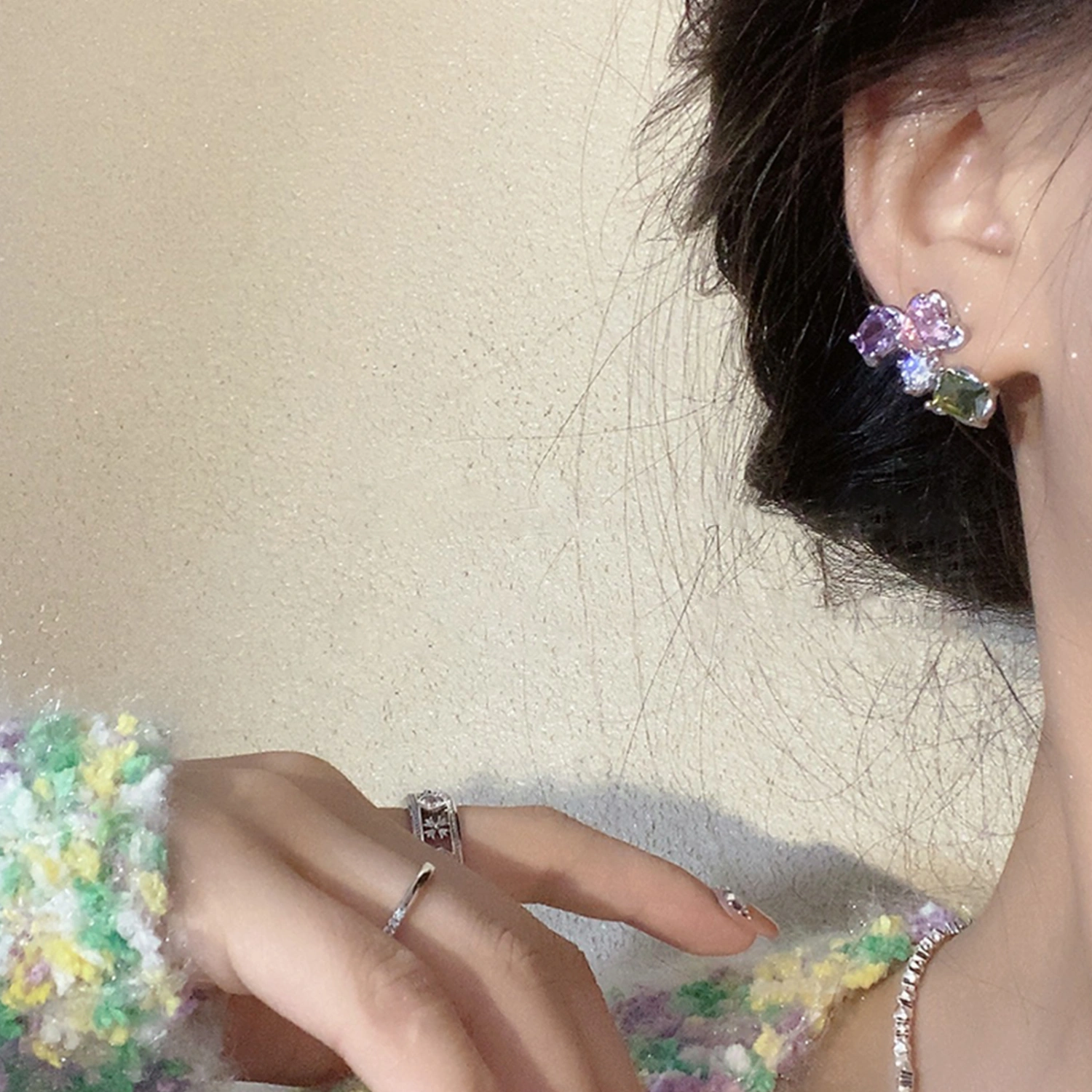 Geometric Crystal Temperament Ear Studs Rhinestone Barbie Earrings