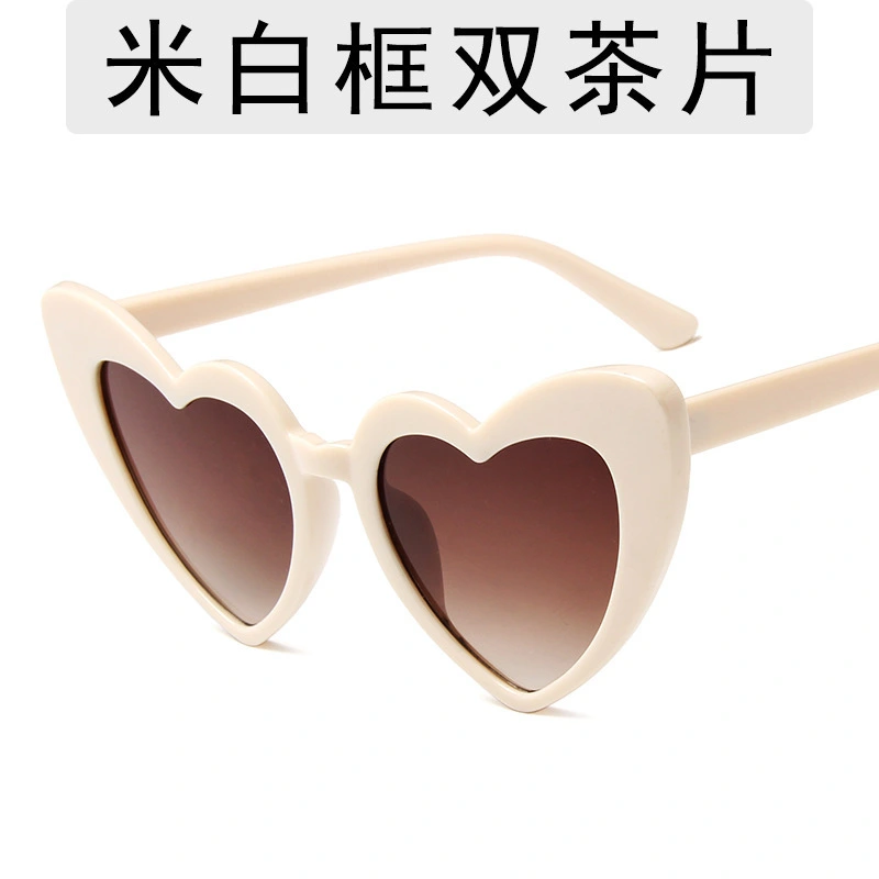 Women's Heart Shape Sunglass Retro Fashion Large Frame Glasses