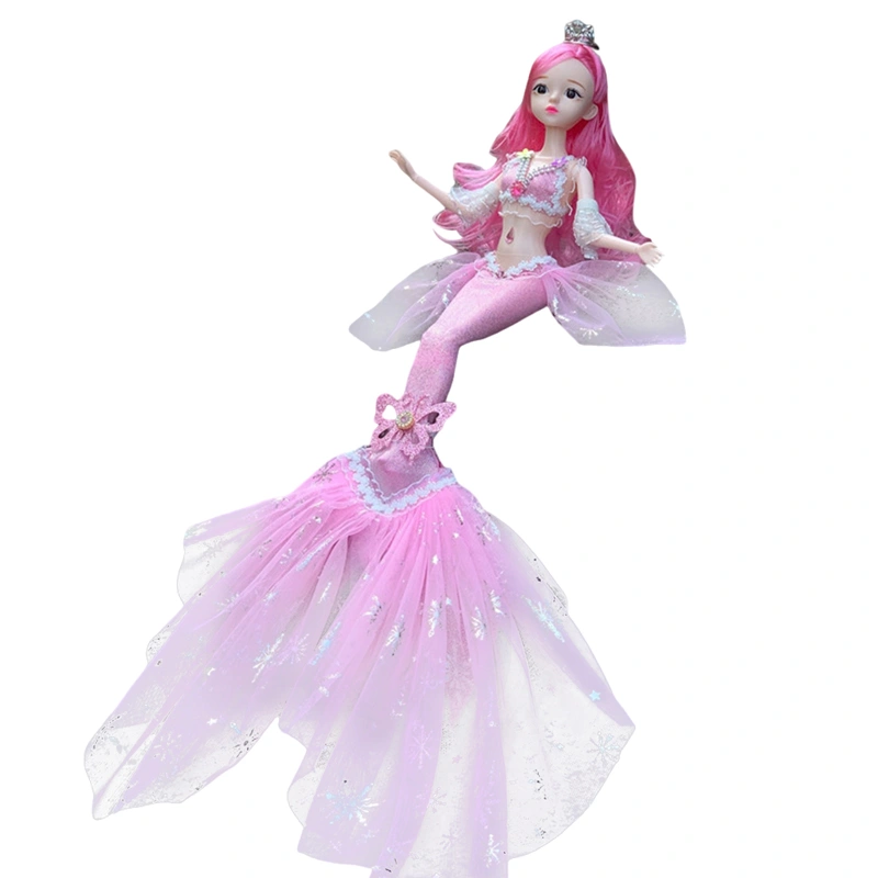 Little Mermaid Doll Cute Flexible Barbie Toy with Removable Costumes