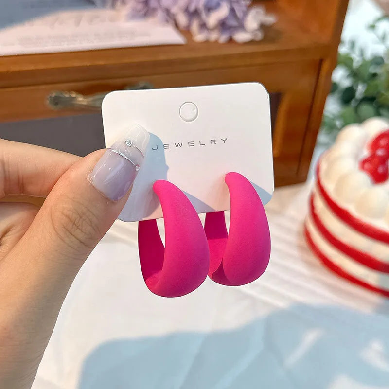 Women C Earrings Lightweight Acrylic Hoop Stud Earrings Jewelry 