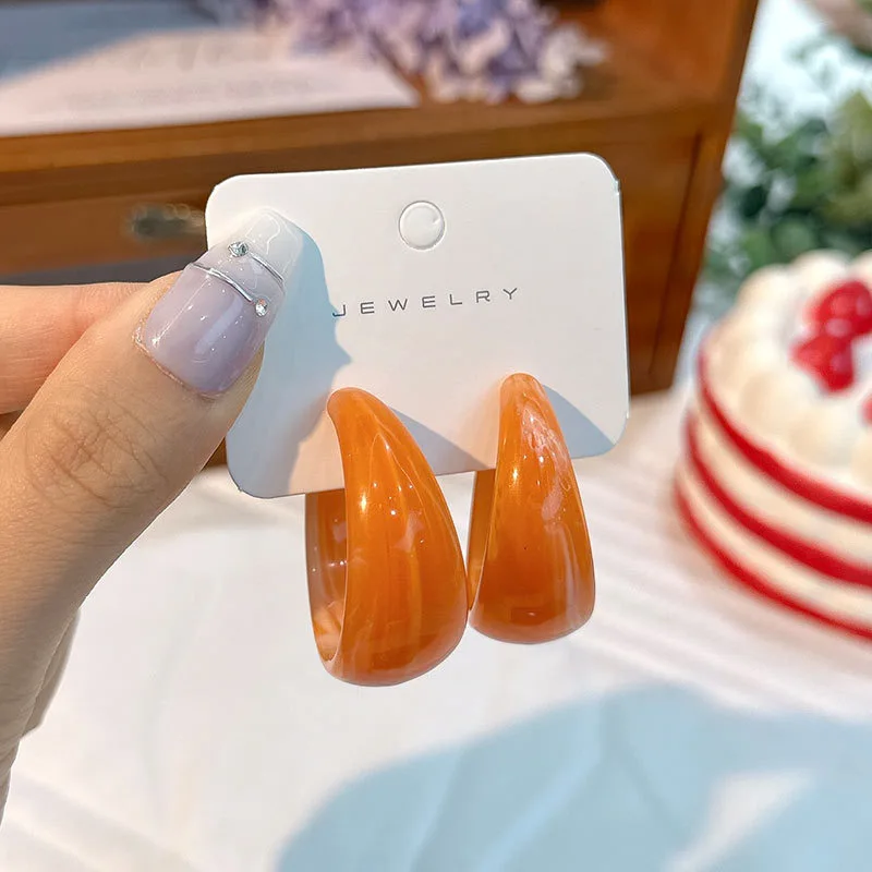 Women C Earrings Lightweight Acrylic Hoop Stud Earrings Jewelry 