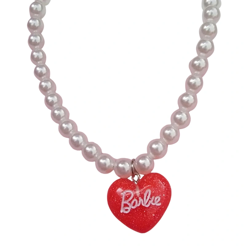 Heart Pendant Pearl Barbie Necklaces for Women Cute Princess Choker 