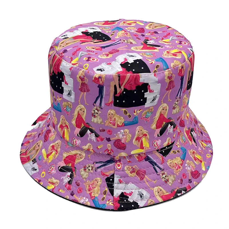 Women Barbie Bucket Hats Letter/Figure Print Fashionable Sun Cap