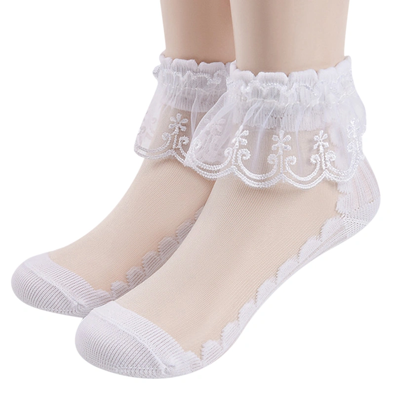 Girls Sweet Lace Socks Spring Summer Mid Tube Princess Socks