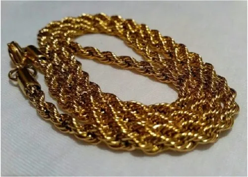 Adult Unisex Necklace, 23.62 Inch 18K Gold Plated Wrist Rope Chain Necklace