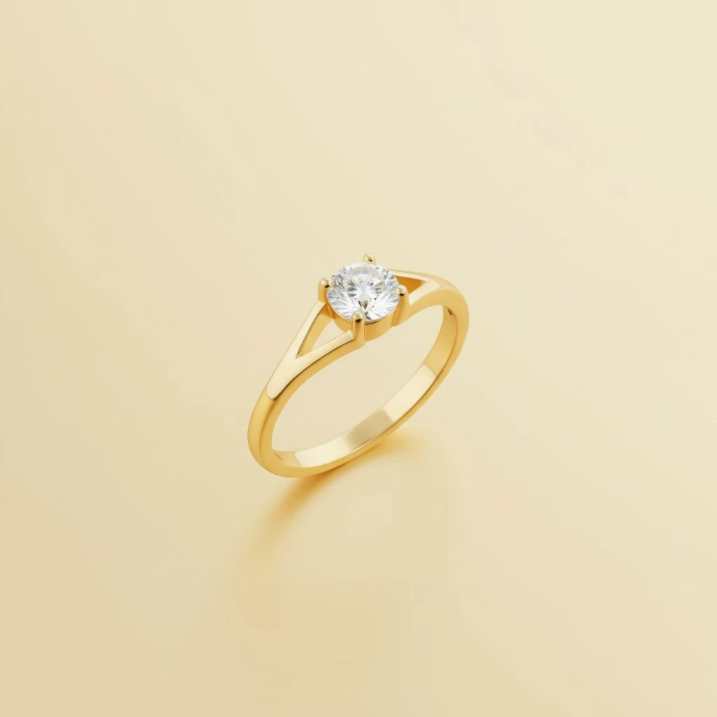 Ladies Ring Small Shiny Diamond Inlaid Four Claw Design Ring