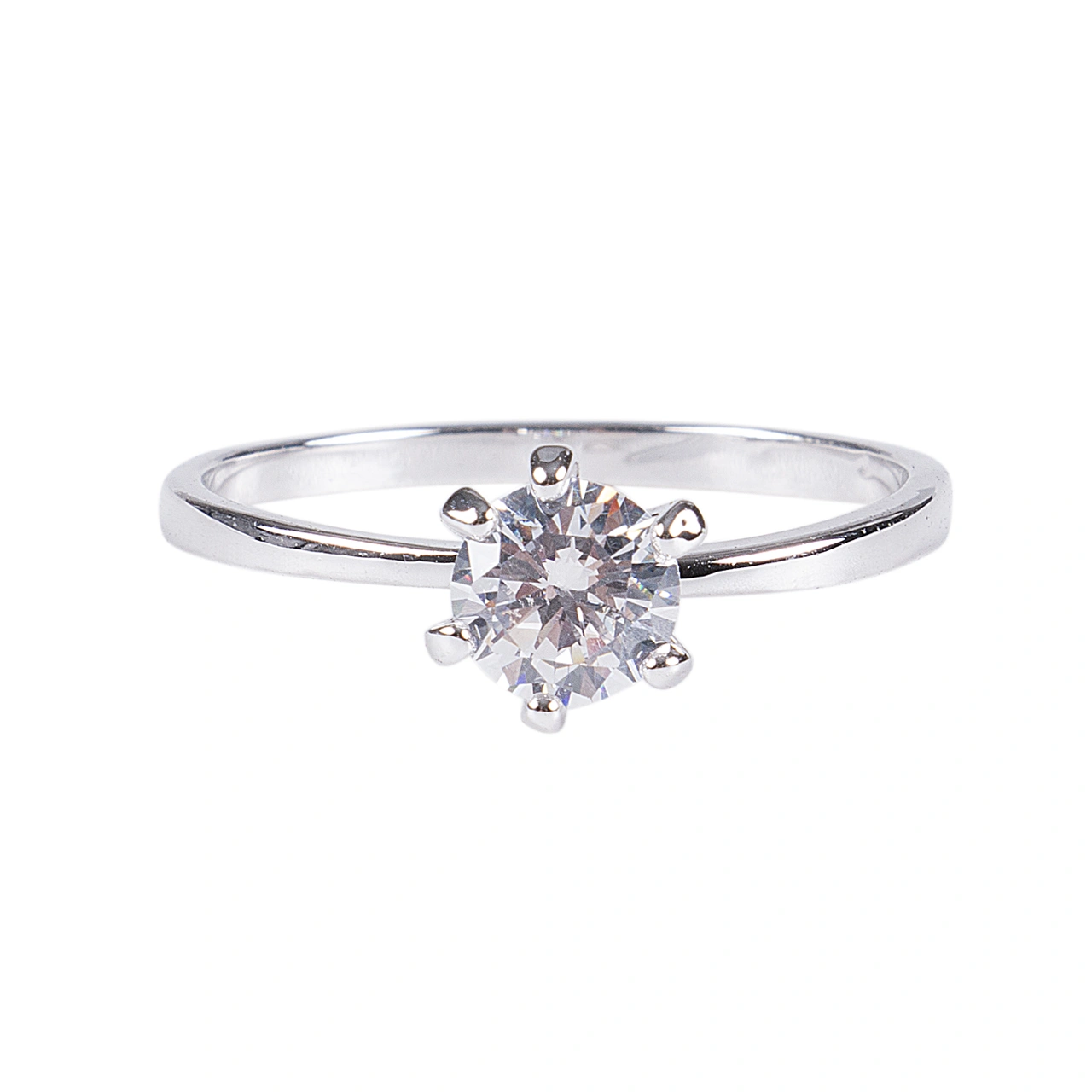Ladies Ring Shiny Rhinestone Inlaid Six-claw Design Romantic Ring
