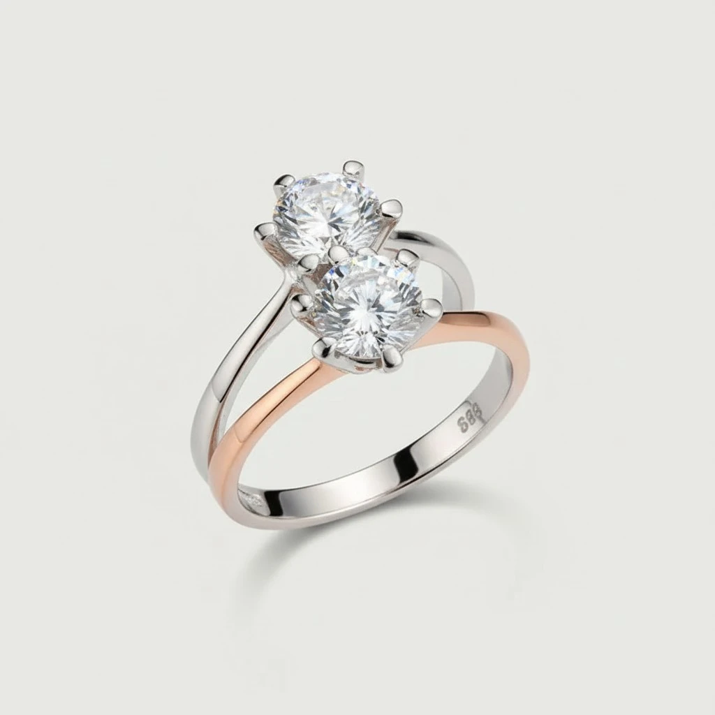 Ladies Ring Shiny Rhinestone Inlaid Six-claw Design Romantic Ring