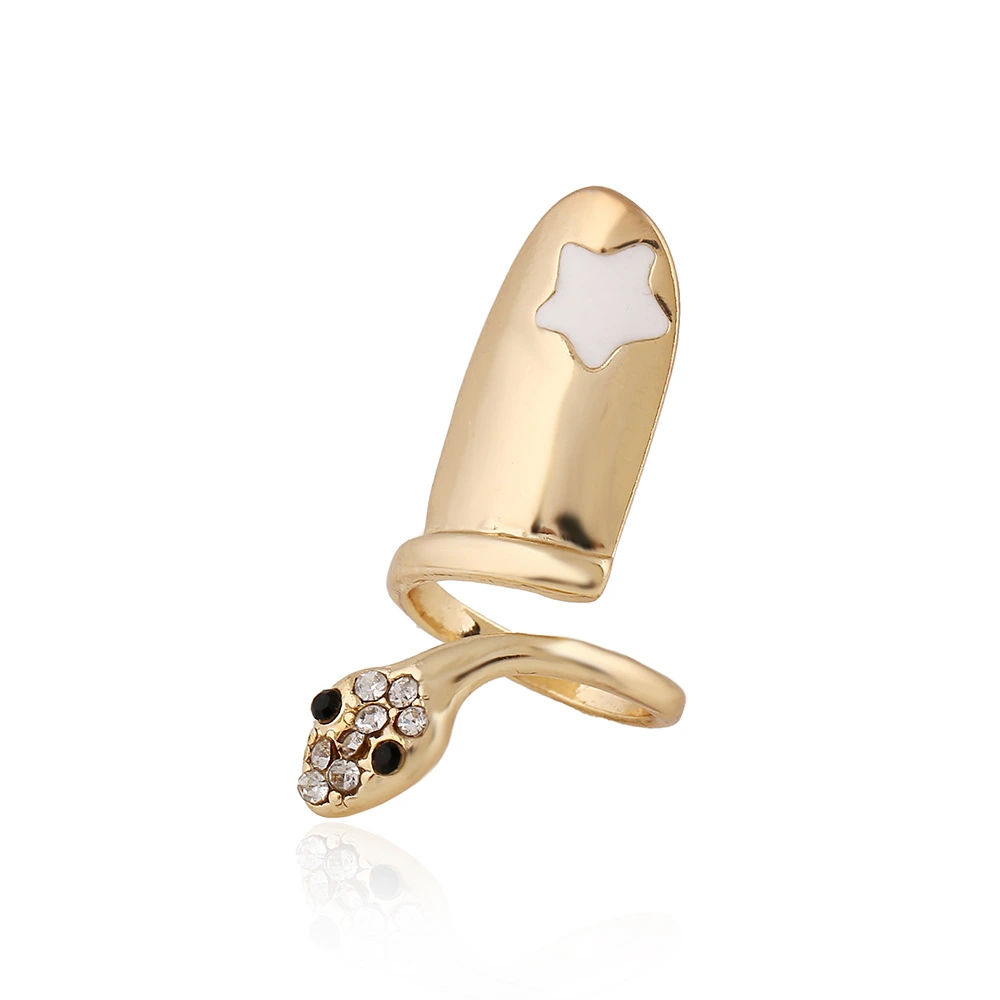 Ladies Ring Novelty Rhinestone Snake Personalized Simple Nail Ring