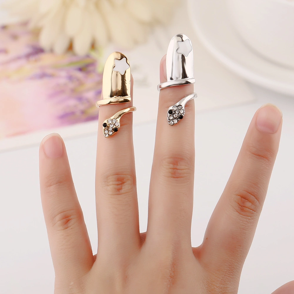 Ladies Ring Novelty Rhinestone Snake Personalized Simple Nail Ring