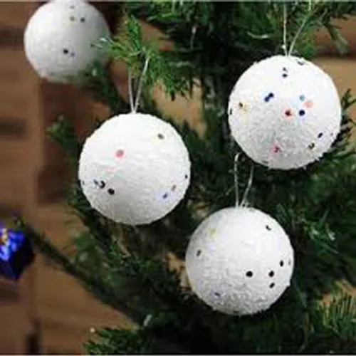 6Pcs Christmas Tree Foam Snowball Five-Pointed Star Sequin Hanging Balls