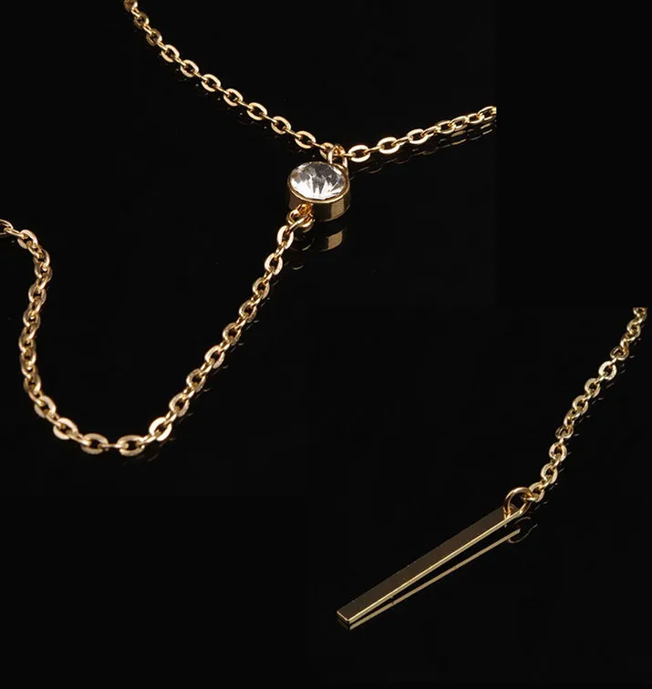 Women Necklace Stick Tassel Pendant Clavicle Necklace, Adjustable Chain Necklace
