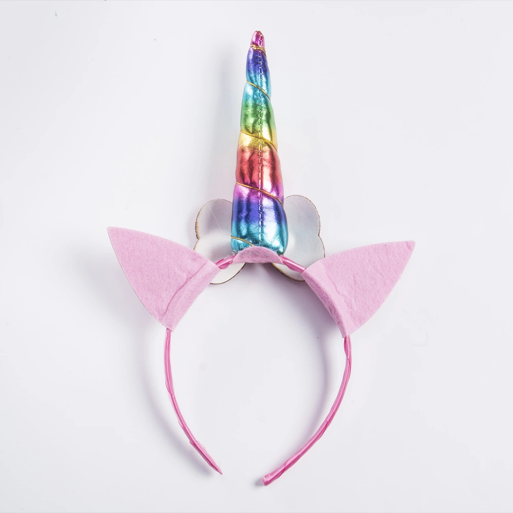 Cute Unicorn Bow Headband Shiny Sequins Magical Flower Horn Headwear