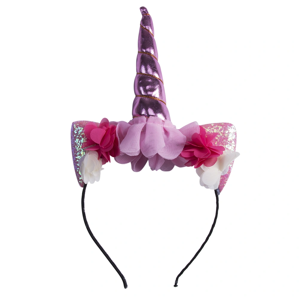 Little Kids Unicorn Horn Headbands, Cartoon Sequin & Flower Head Wear