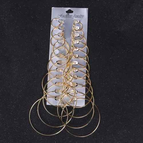 Women 12 Pairs Earrings, Round Circle Pendant Earrings Ears Decor Jewelry