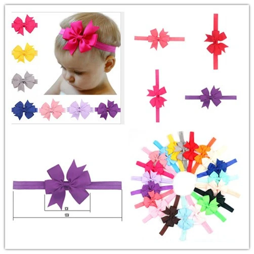 Baby Girl Headband Bowknot Solid Color Band Gift Decoration, 10pcs