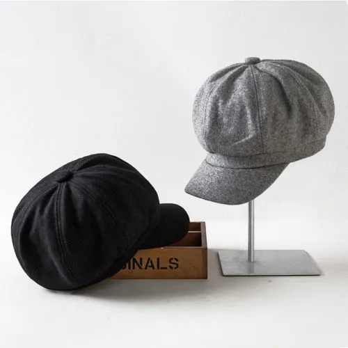 Women Solid Beret Hat French Artist Warm Beanie Hat Autumn Winter Ski Cap