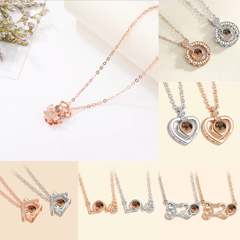 Women Projection Pendant Jewelry, Memory Love Necklace, I Love You Necklace