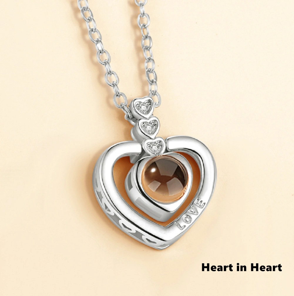 Women Projection Pendant Jewelry, Memory Love Necklace, I Love You Necklace