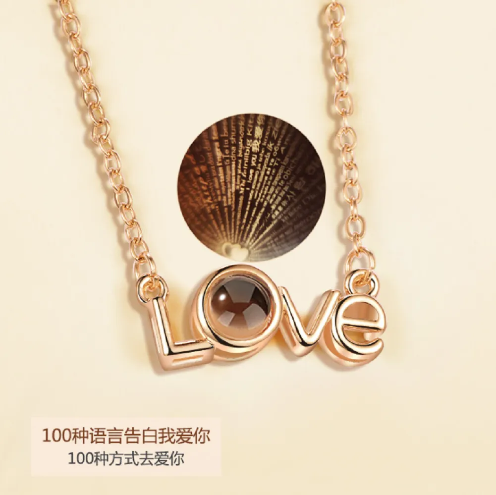 Women Projection Pendant Jewelry, Memory Love Necklace, I Love You Necklace