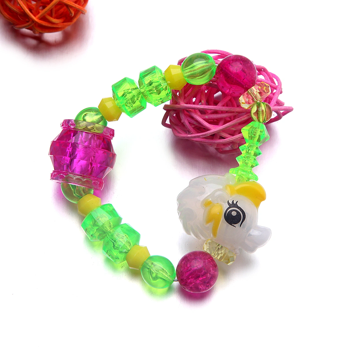 Girl Hand Chain Cartoon Dog / Cat Magic Kids Pet Bead Gift Bracelet