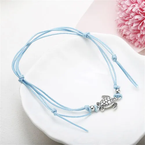 Women Anklet, Adjustable Tie Up Sea Turtle Pendants Sandals Accessory