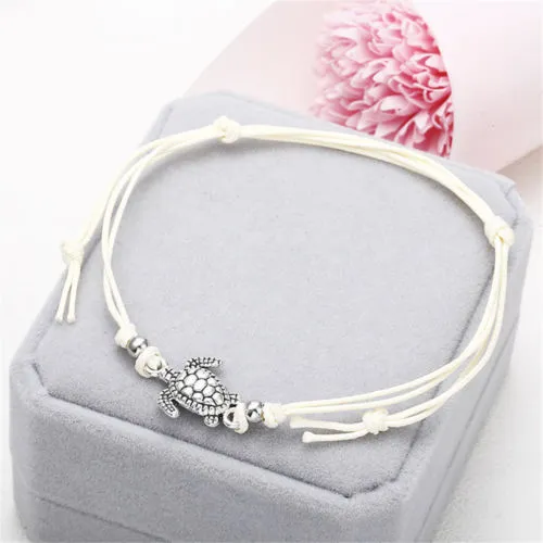 Women Anklet, Adjustable Tie Up Sea Turtle Pendants Sandals Accessory