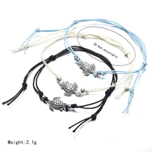 Women Anklet, Adjustable Tie Up Sea Turtle Pendants Sandals Accessory