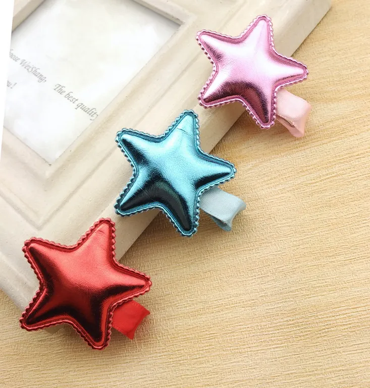 Baby Girl Five-Pointed Star Hairpin Soft PU Material Cute Hair Accessories