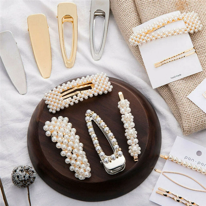 Baby Fashion Crystal Hair Accessories, Elegant Shining Pearl Barrettes