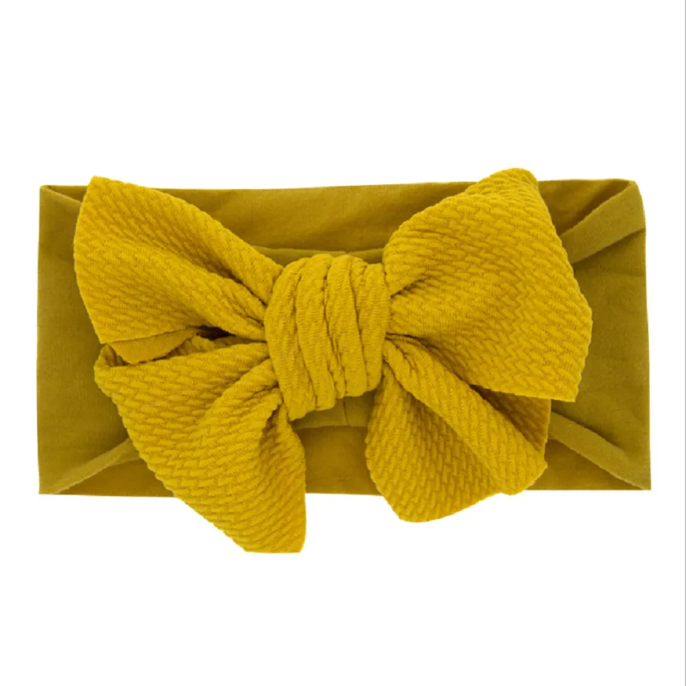 Baby's Cute Big Bow Tie Headband, Solid Color Top Knot Princess Head Wrap