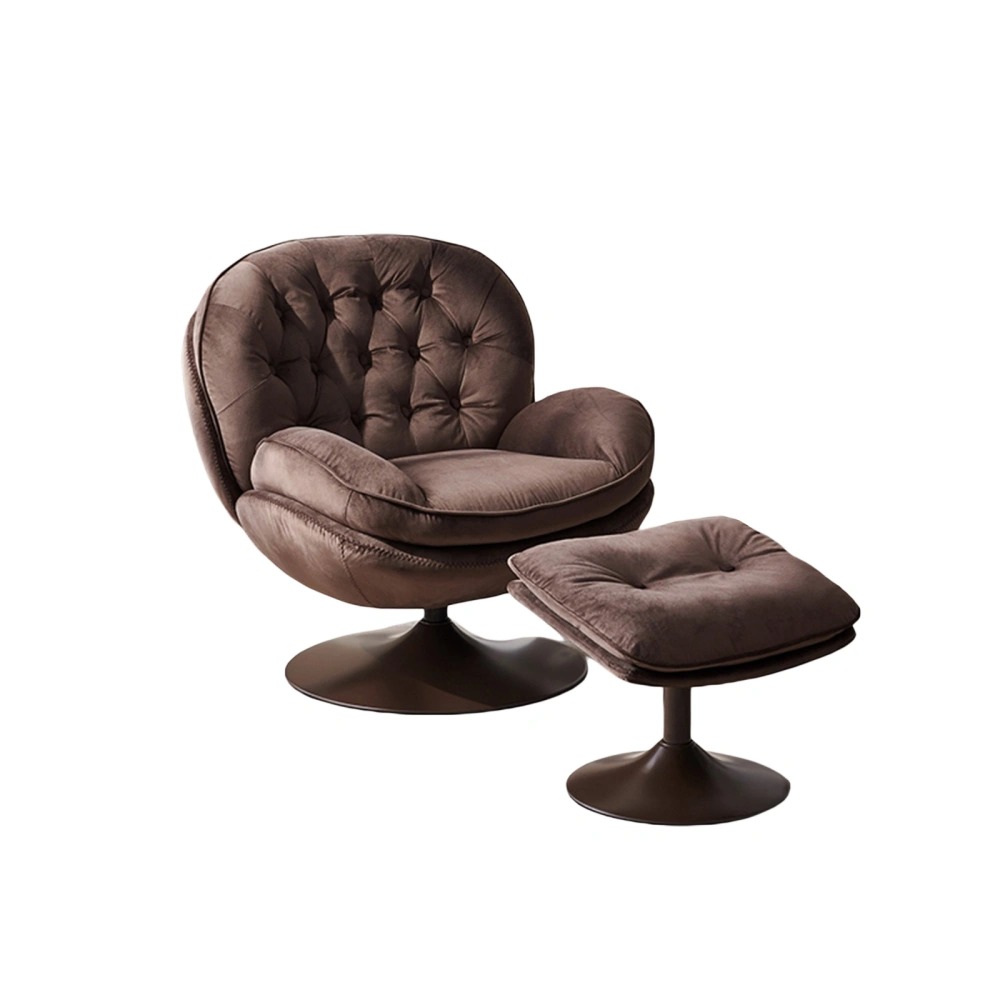 Armchair Set, Velvet Swivel TV Armchair with Footrest for Home