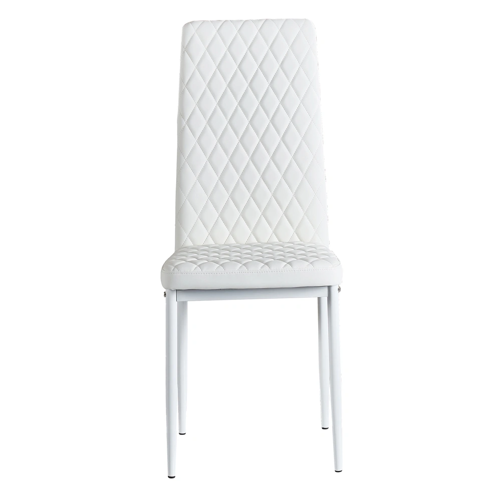 White Modern Minimalist Dining Chair Fireproof Sprayed Grid Chair