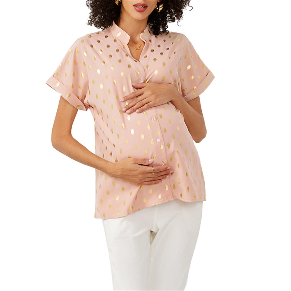 Women's Summer Maternity Shirts Dot Print Short Sleeve Nursing Tops