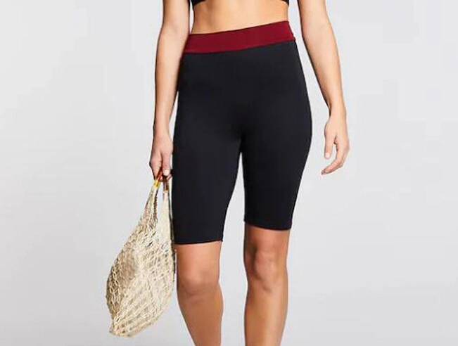 Women Yoga Short Pants, Patchwork/Letter Printed Elastic Band High Waist Pants