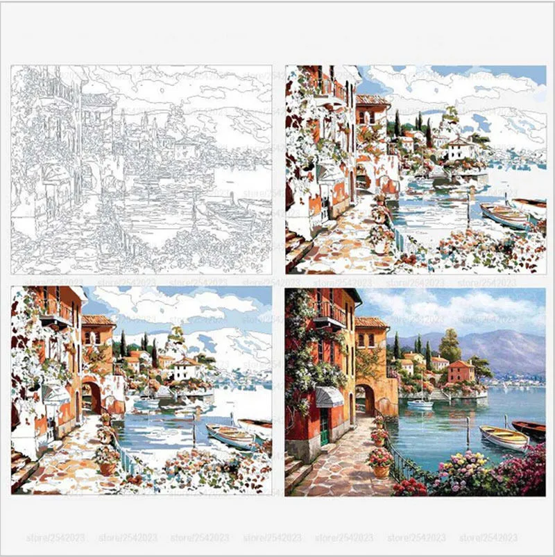 DIY Paint by Numbers Kits Various Patterns Frameless Oil Painting Set