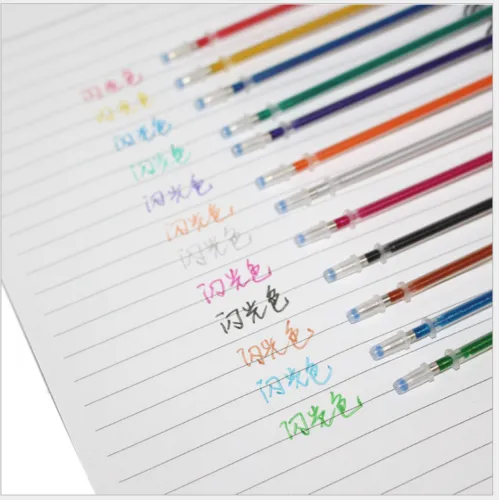 24PCS Pen Replacement Glitter Gel Refills, Colorful Non-Toxic School Stationery