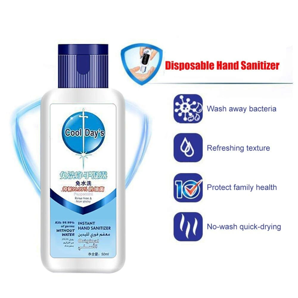 50ML Hand Gel Cleanser Kills 99.9% Bacteria Wash Free Disposable Hand Sanitizer