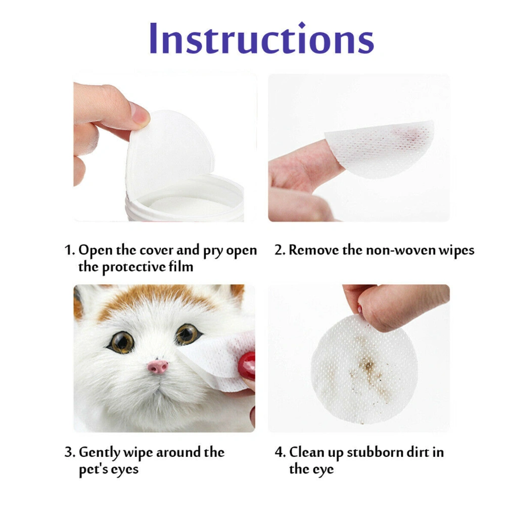 130 Pcs Pet Eye Wet Wipes Disposable Wet Wipes Antibacterial Wet Pads