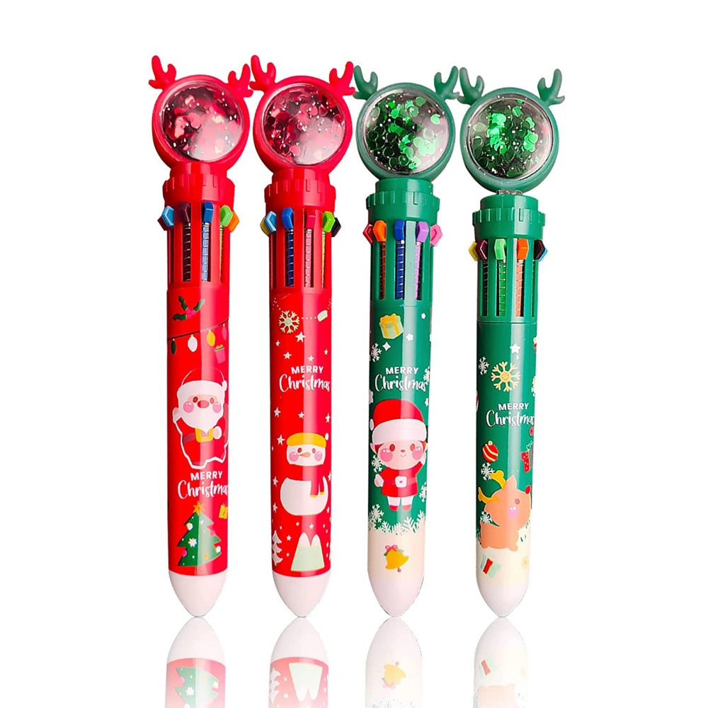 Ball-Point Pen, Santa Claus/ Reindeer Print 10 Colors Writing Pen