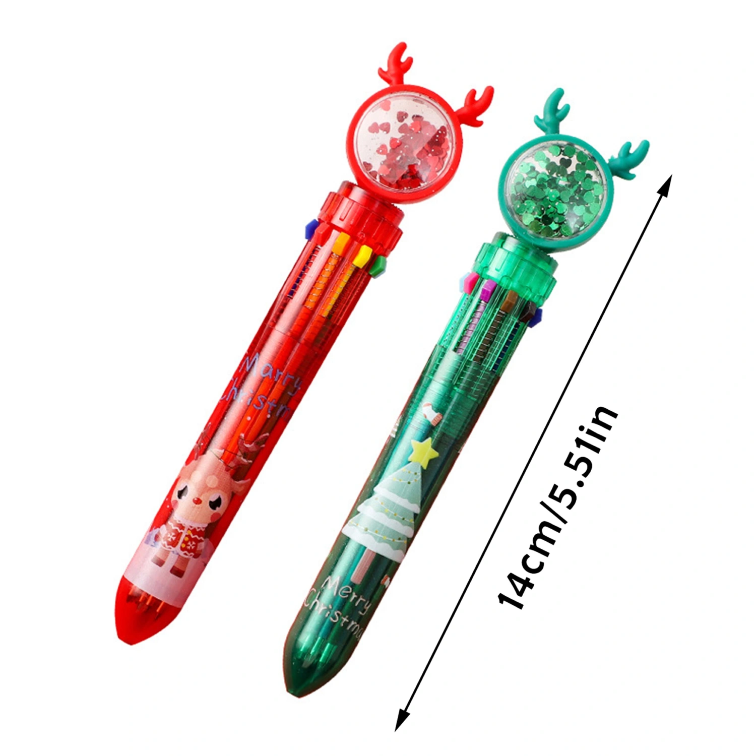 Ball-Point Pen, Santa Claus/ Reindeer Print 10 Colors Writing Pen