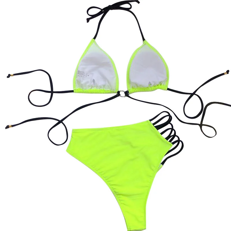 Women Two Pieces Bikini Set, Bandage Bra + Thong Bottoms Bathing Suit