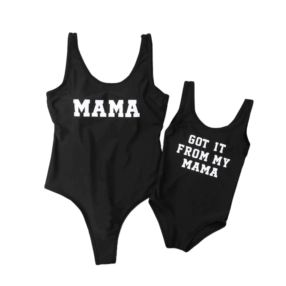 Mother Daughter Bikini Swimsuit Letter Pattern Sleeveless One-Piece Swimwear