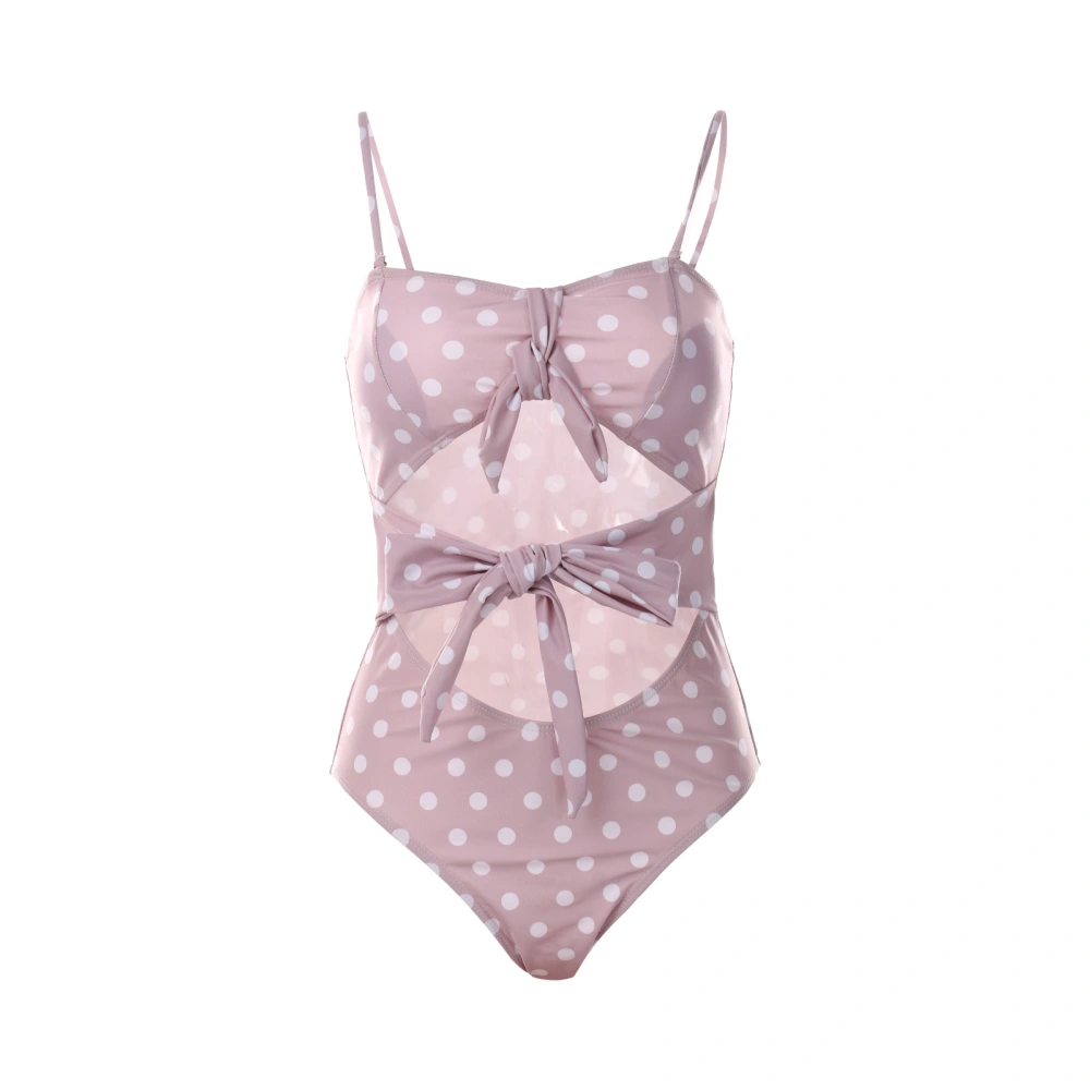 Female Swimsuits, Polka Dot Print Sleeveless One-Piece Swimwear