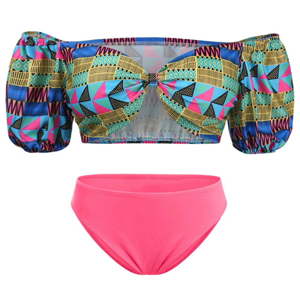 Women Off Shoulder Printed Swim Bra Tops and Panty Swimwear Swimsuits