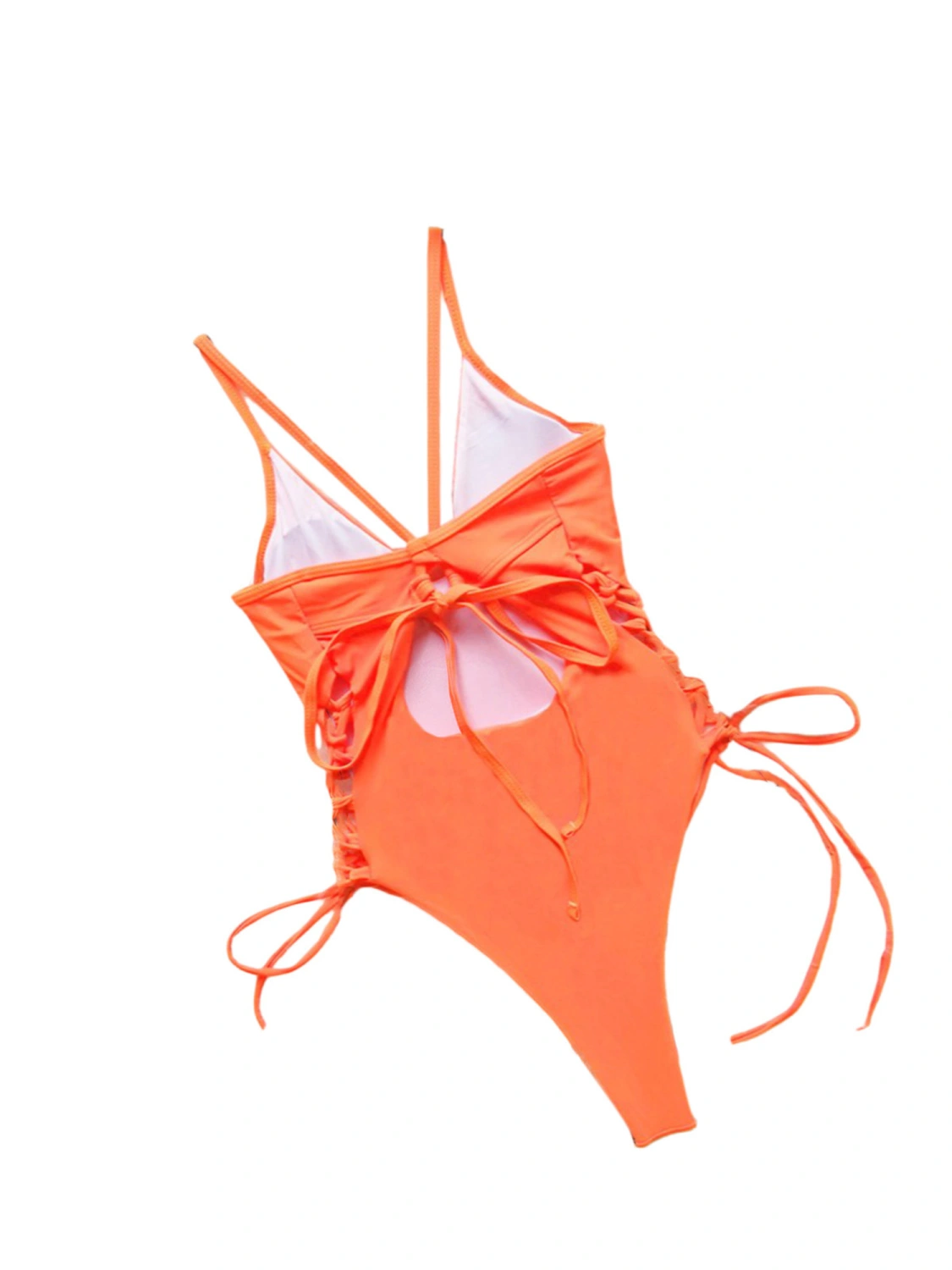 Women's One Piece Swimsuit, V Neck Spaghetti Strap Solid Swimwear