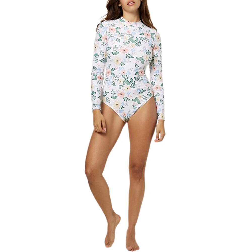 Women Bodysuit Surf Wear with Flower Pattern, Color Matching Clothing