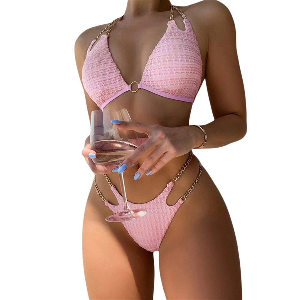 Women's Halter Swimsuit, Chain Linked Triangle Bikini Set Bathing Suit