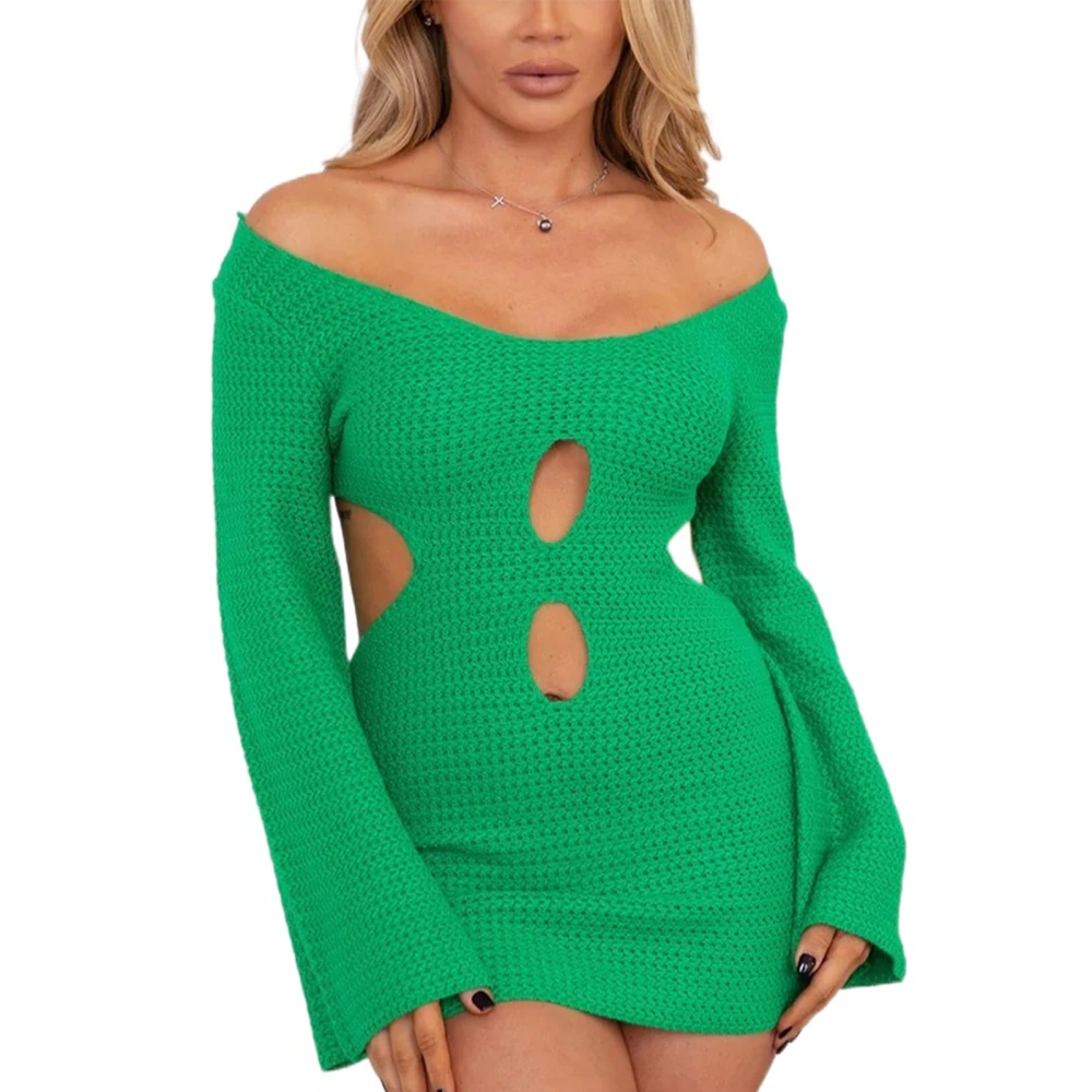 Women's Beach Cover Up Dress Long Sleeve Off Shoulder Bathing Suit